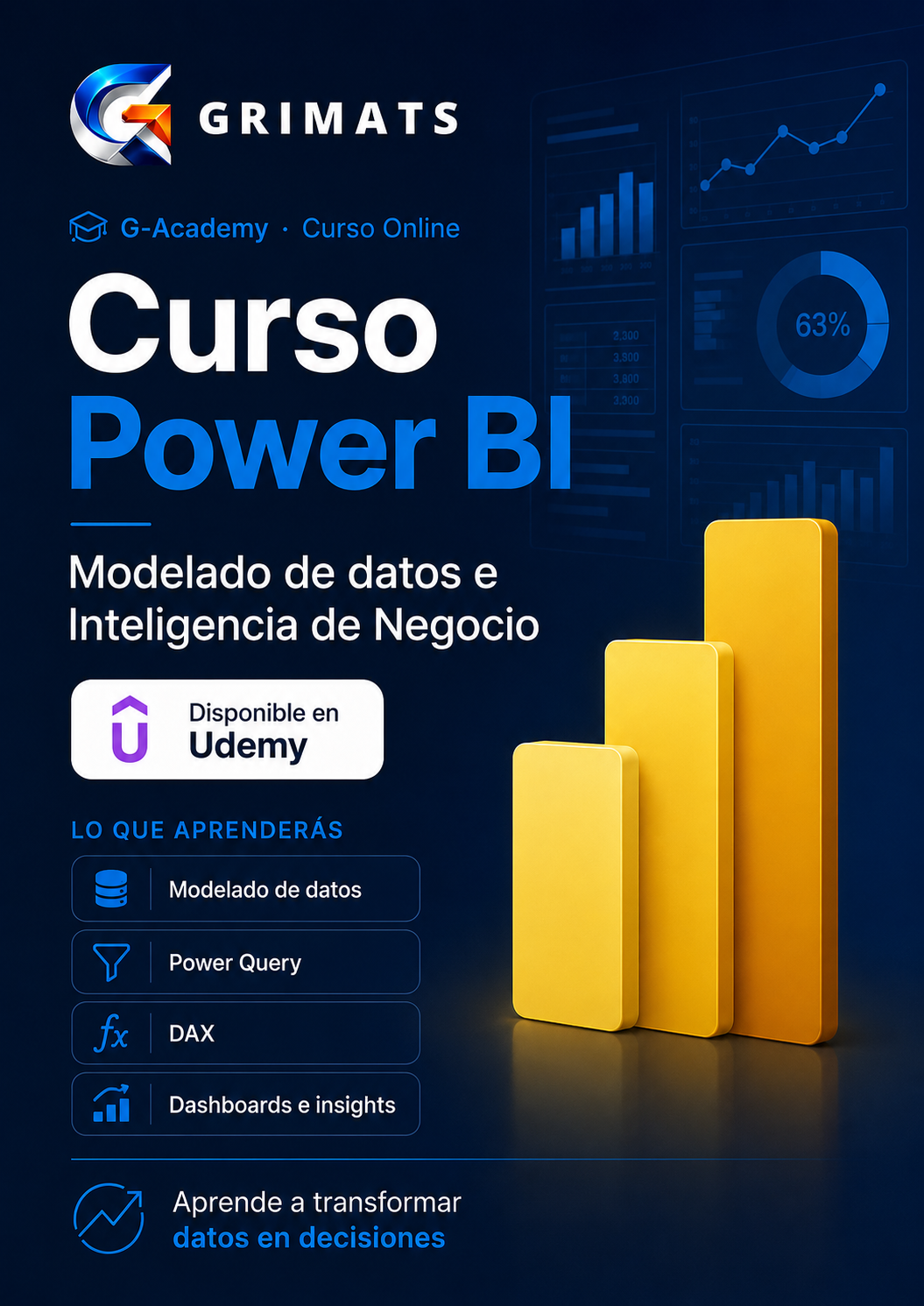 Afiche Udemy - Curso Power BI
